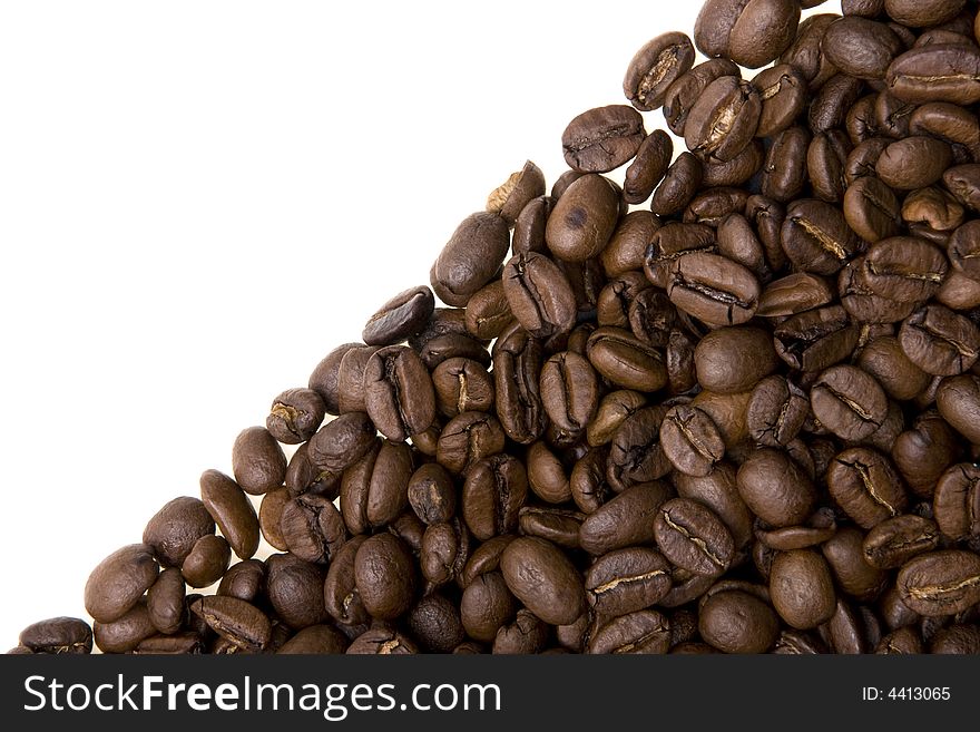 A group of coffee beans shot on white background
