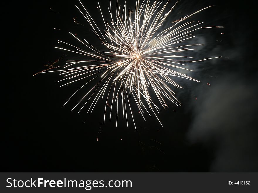 White firework in black sky