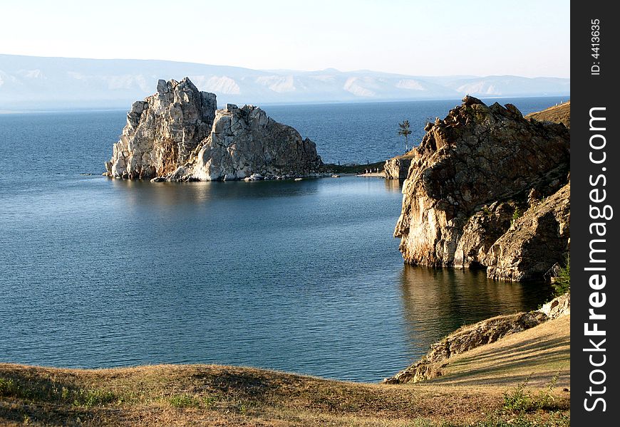 The island in the Baikal lake. The island in the Baikal lake