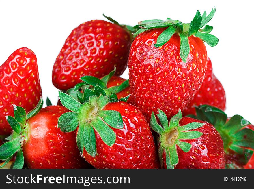 Set of a tasty strawberry isolated on a white background