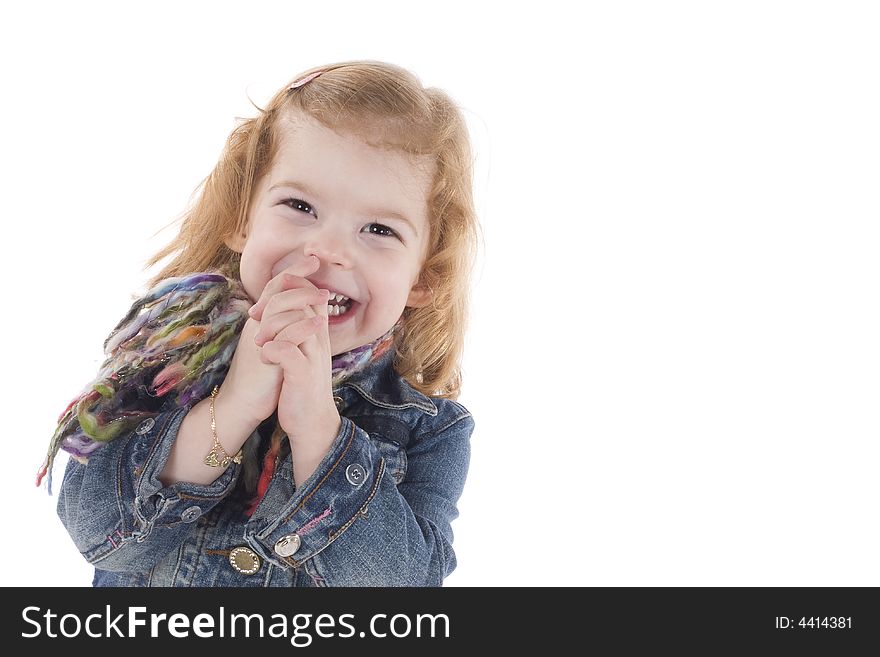 Happy little smiling girl, studio shot, isolated. Happy little smiling girl, studio shot, isolated