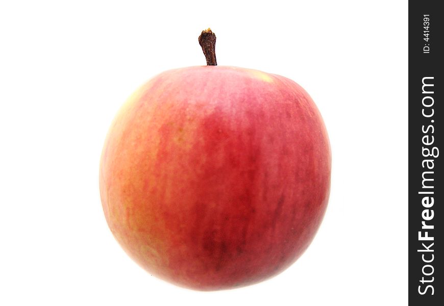 Apple with water drops on white