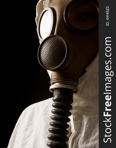 Person in gas mask