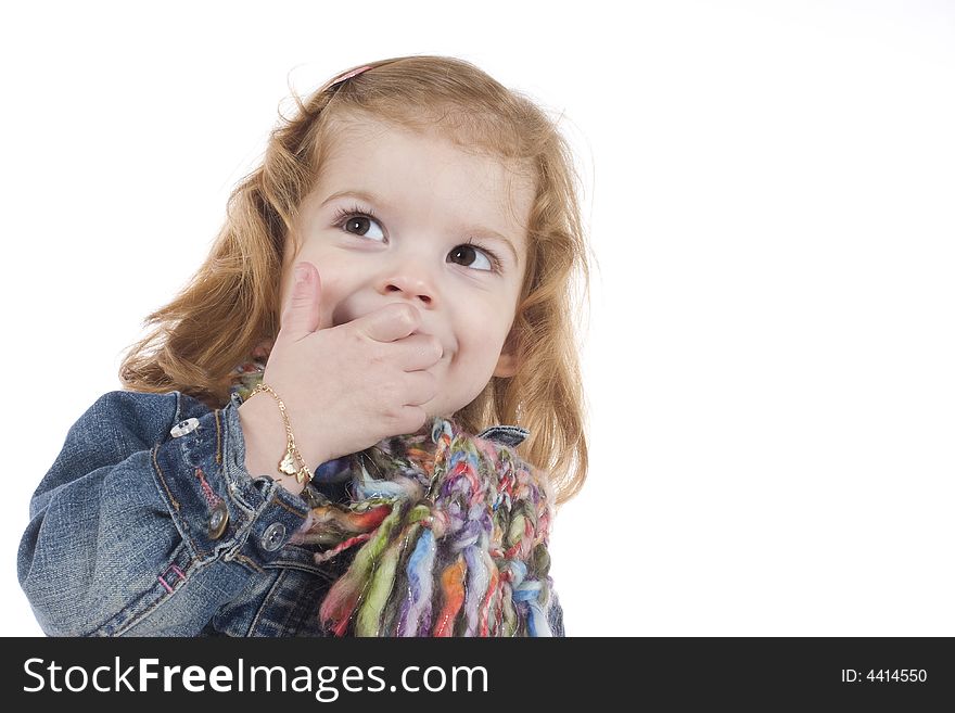 Happy little smiling girl, studio shot, isolated. Happy little smiling girl, studio shot, isolated