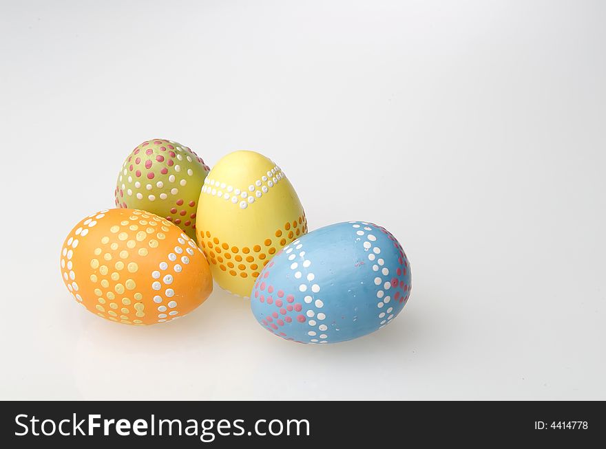 Colorful easter eggs hand painted different colors