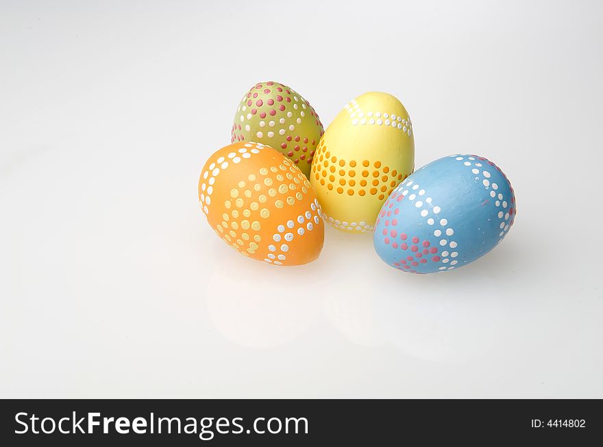Colorful easter eggs hand painted different colors