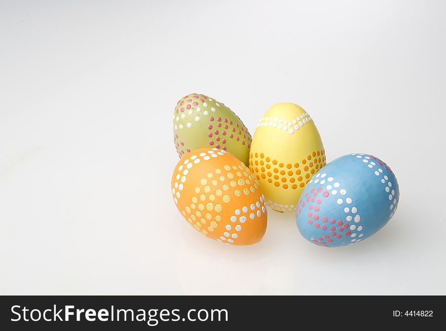 Colorful easter eggs hand painted different colors