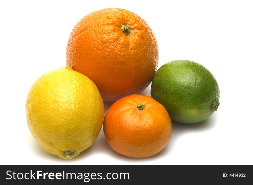 Fresh citrus assortment on white background
