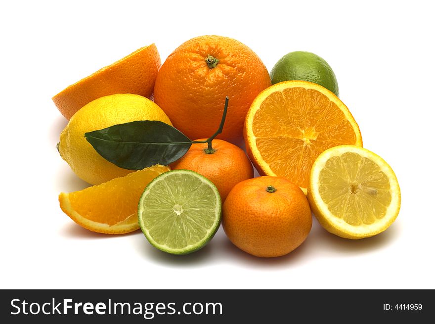 Fresh citrus assortment on white background