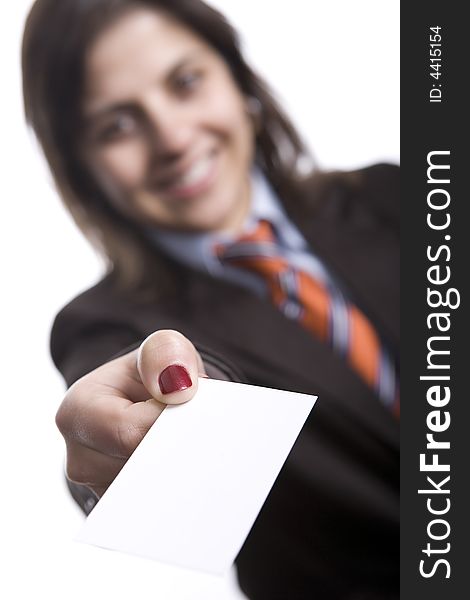 Succesuful Businesswoman With Business Card