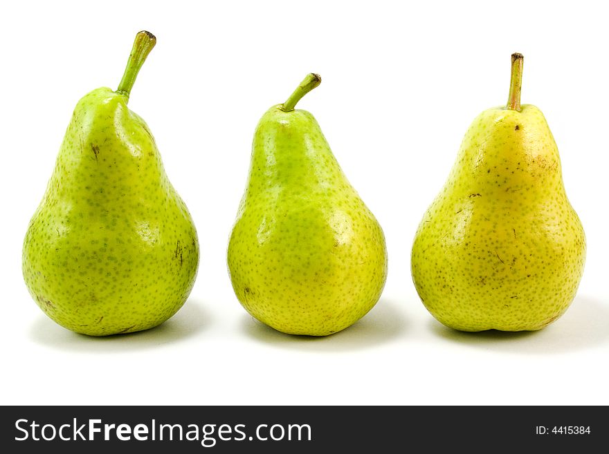 Three pears isolated over white