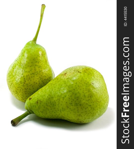 Two pears isolated over white