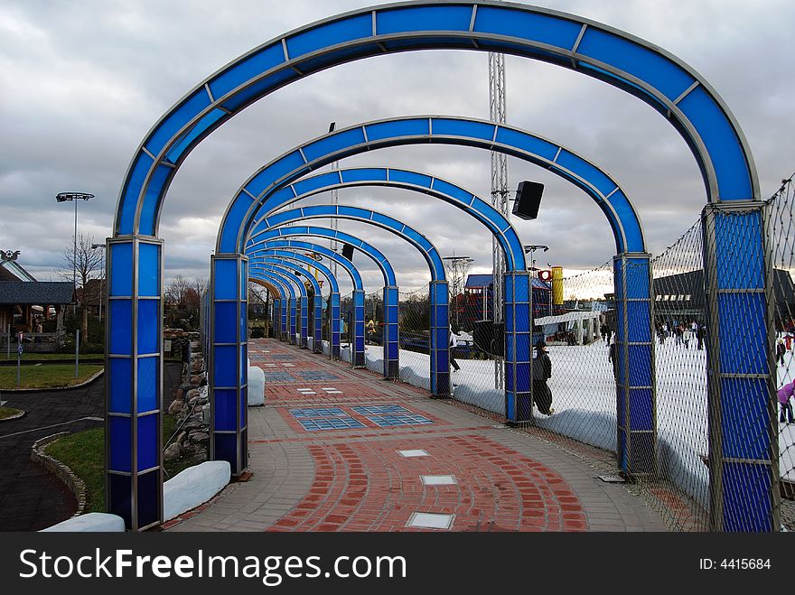 Beautiful modern glass arcade in perspective. Beautiful modern glass arcade in perspective