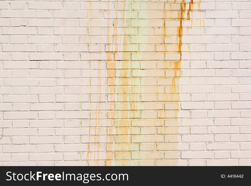 Old  painted brick rusty wall can be used as background. Old  painted brick rusty wall can be used as background