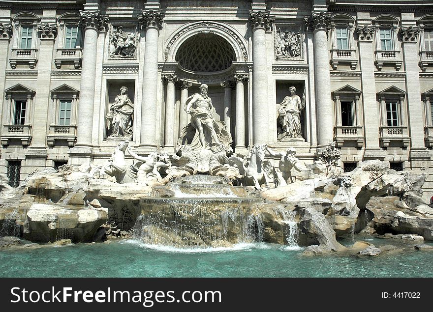 Close view of Fountain di Trevi, Rome, Italy