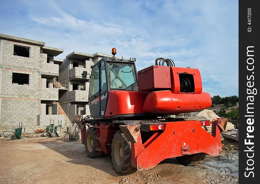 Engineering machine used on construction works in Majorca
