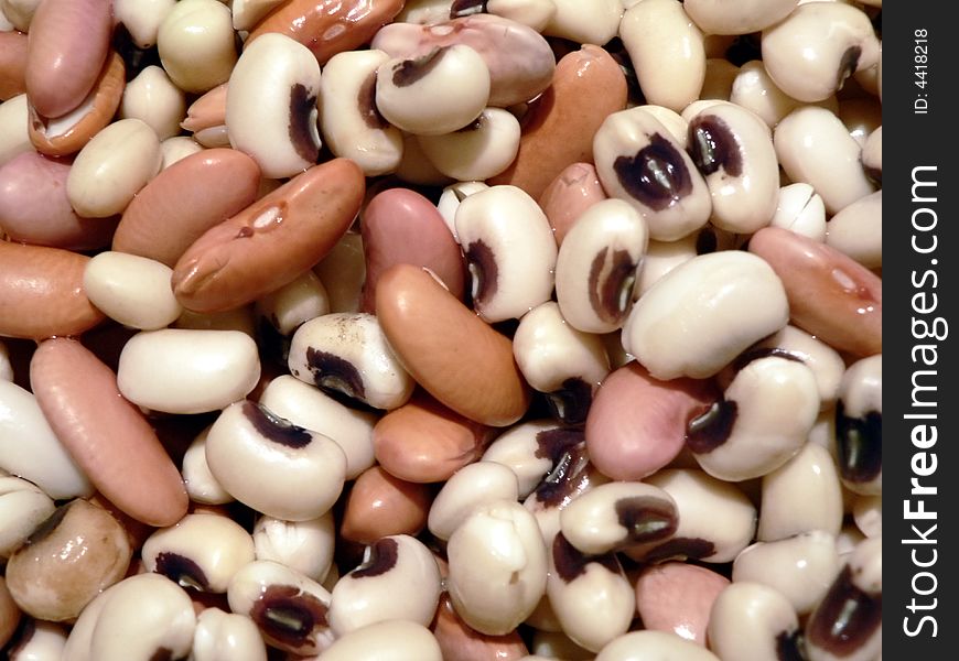 Close up of soaked red beans and black eyed peas