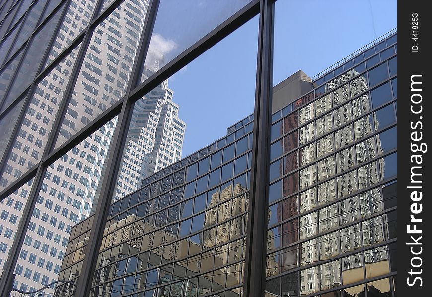 Building reflected in buildings, reflected in buildings - triple reflections in downtown Toronto.
