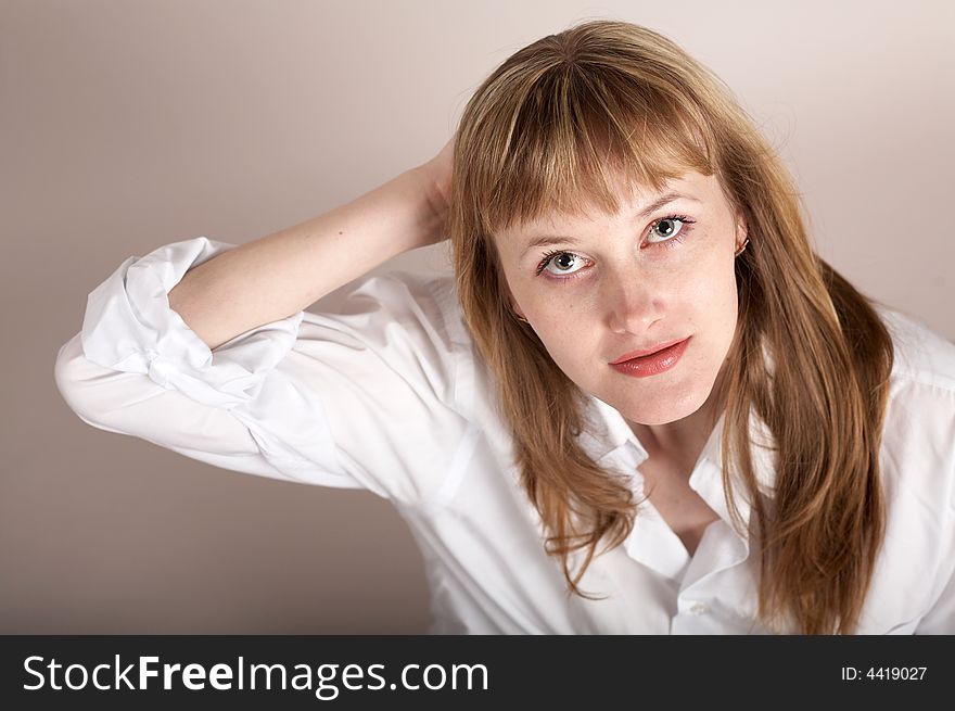 An image of nice woman in shirt. An image of nice woman in shirt