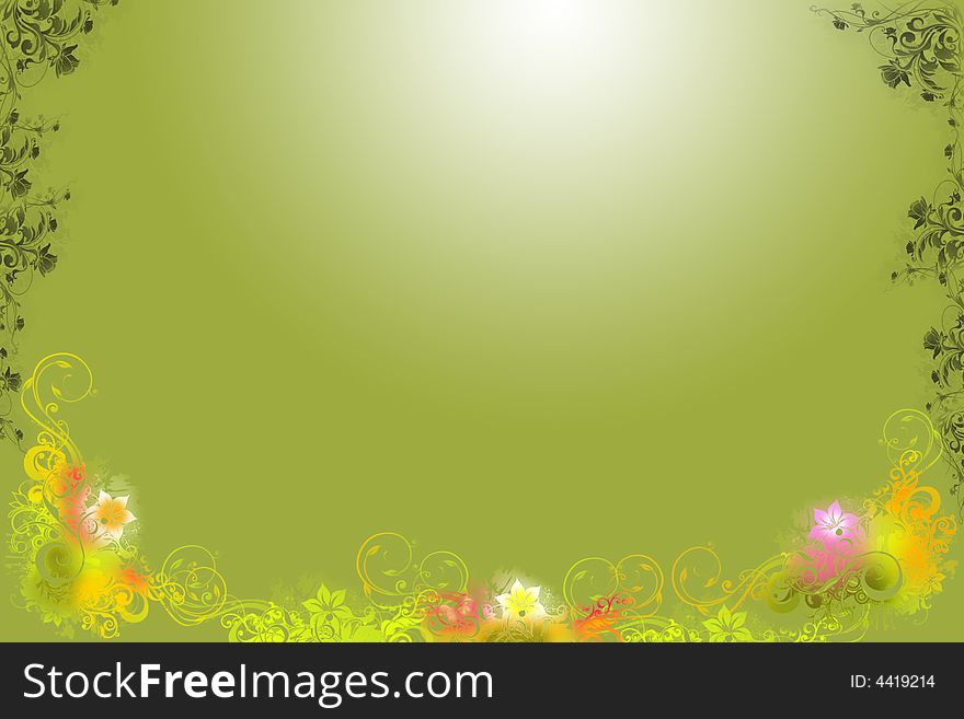 Flowers On A Green Background