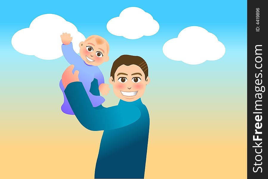 Vector illustration for a relationship for father and son