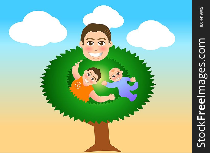 Vector illustration for a relationship for father and son in tree shape. Vector illustration for a relationship for father and son in tree shape