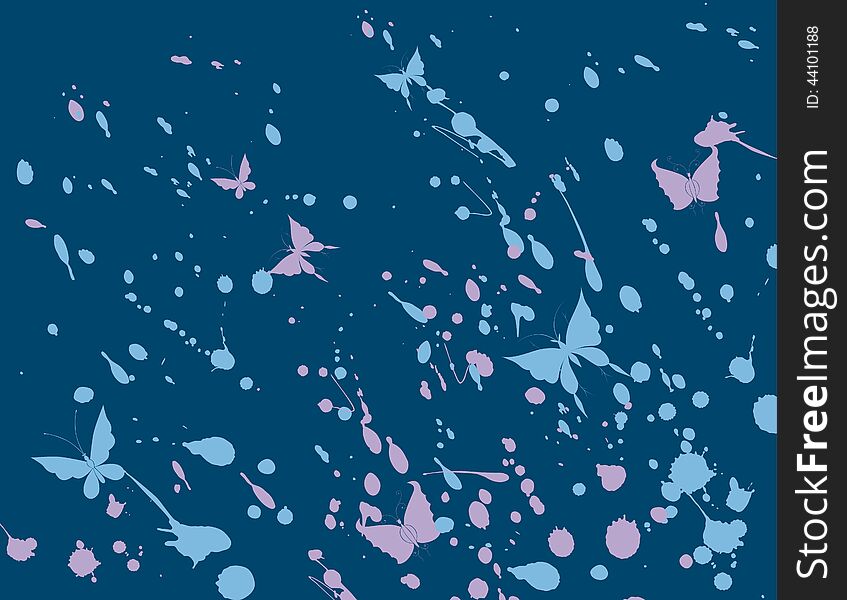 Abstract vector background of the butterflies and blobs. Abstract vector background of the butterflies and blobs.