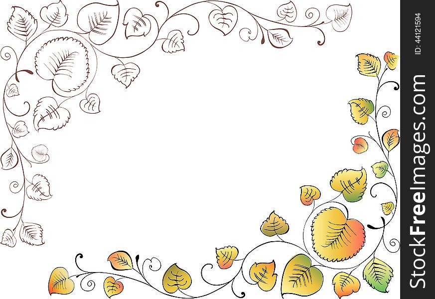 Vector image of the decorative floral corner of the autumn leaves. Vector image of the decorative floral corner of the autumn leaves.