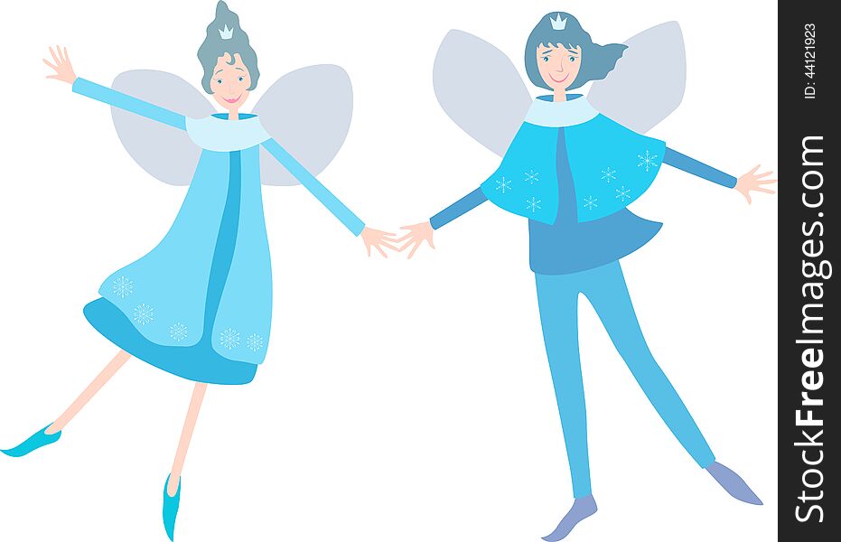 Vector image of the happy pair of the fantastic elves. Vector image of the happy pair of the fantastic elves.