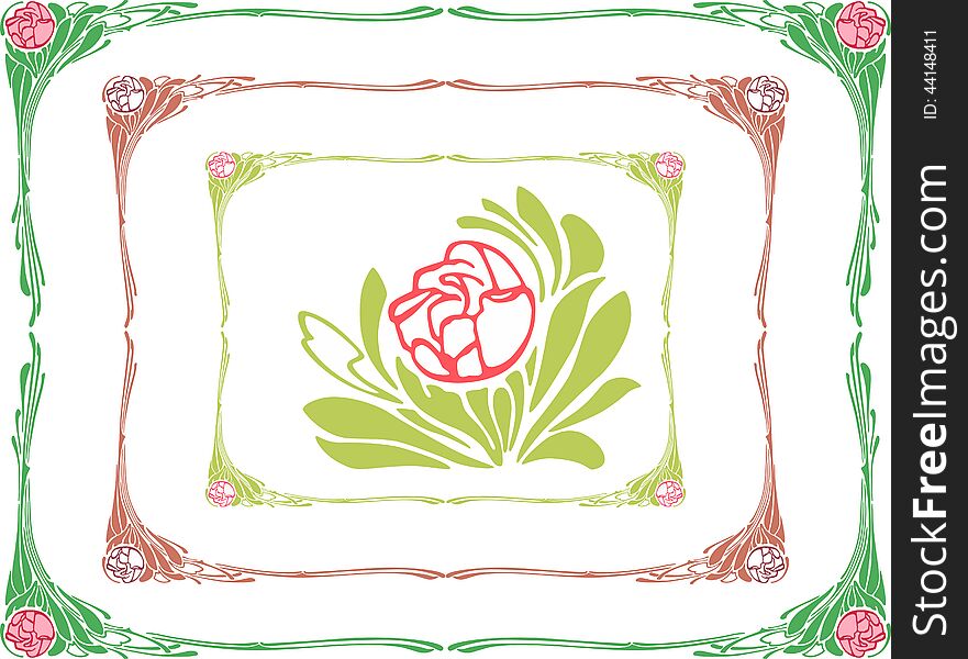 Vector drawing of a vintage floral frame. Vector drawing of a vintage floral frame.