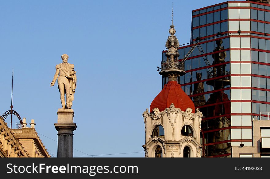 Contrast between modern buildings and old buildings. Contrast between modern buildings and old buildings