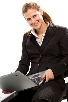 Pretty Young Businesswoman Working With Laptop Royalty Free Stock Photos Pretty Young Businesswoman Working With Laptop Royalty Free Stock Photos
