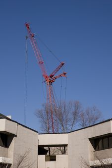 Red Crane Over Building Stock Image Red Crane Over Building Stock Image