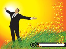 Businessman, Sun, Grass, Frame Royalty Free Stock Photography Businessman, Sun, Grass, Frame Royalty Free Stock Photography