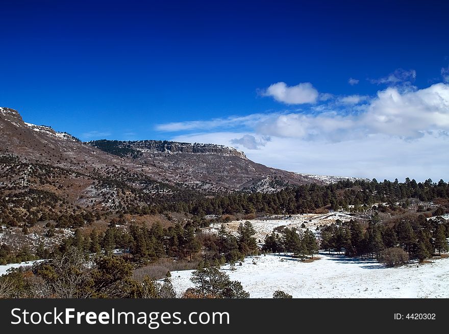 Colorado's Plateau and Mesa's in winter snow outside Raton Pass. Colorado's Plateau and Mesa's in winter snow outside Raton Pass