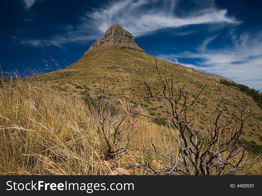 A view of Lion`s Head from Signal Hill, Cape Town, South Africa.