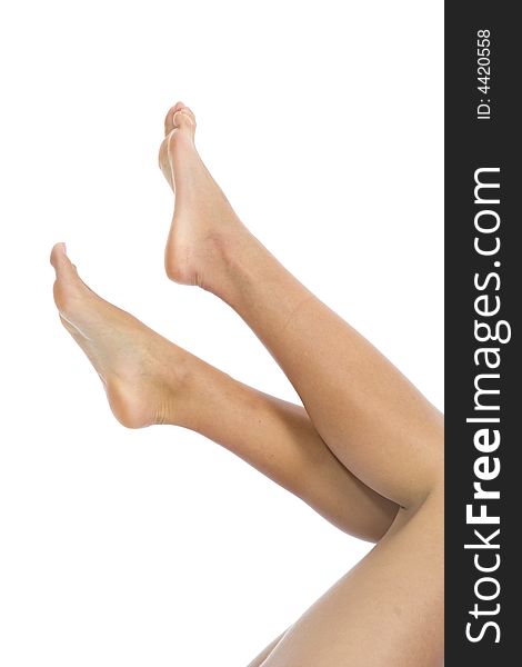 Woman legs on isolated background