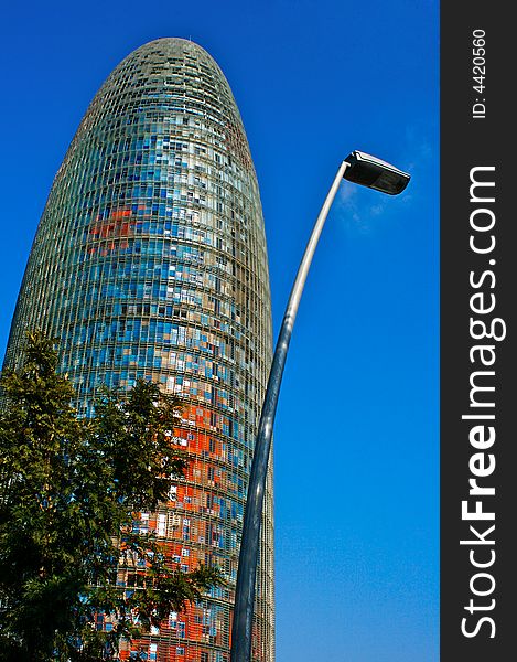 Modern bullet shaped architecture in Barcelona. Modern bullet shaped architecture in Barcelona