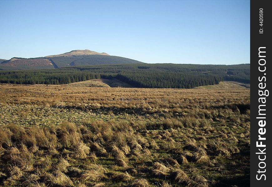 View of the Campsie hills in Scotland on a Winter's day