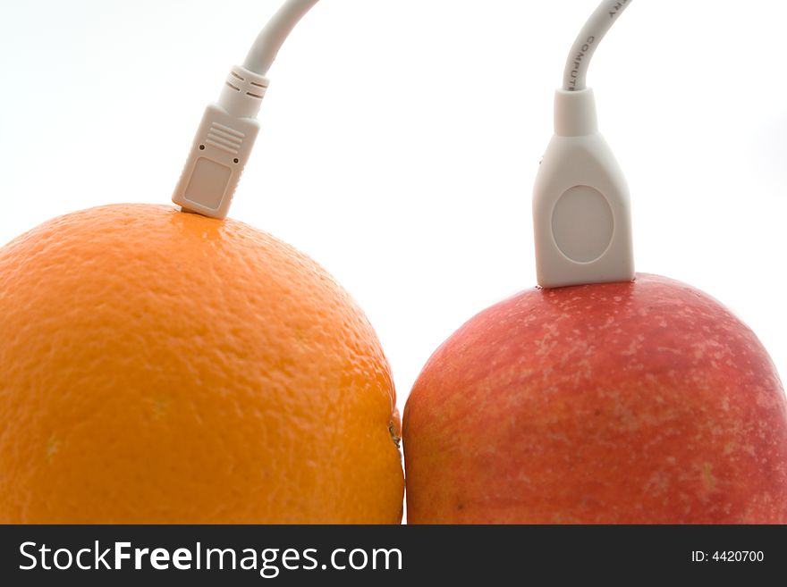 The orange and apple are connected 3