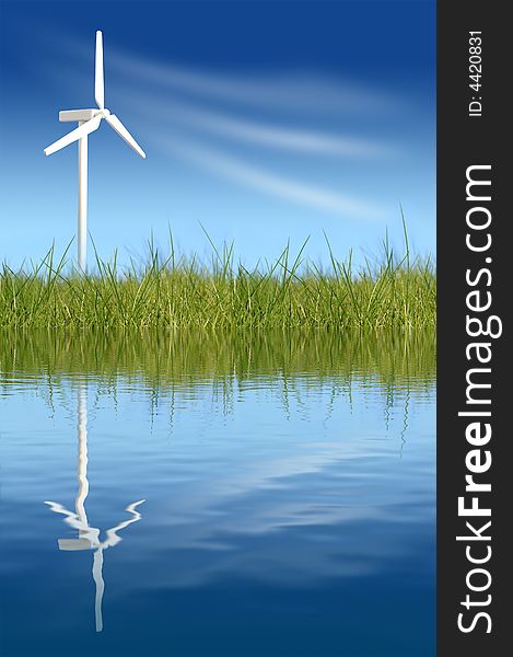 Wind turbines farm. Alternative energy concept. Wind turbines farm. Alternative energy concept.