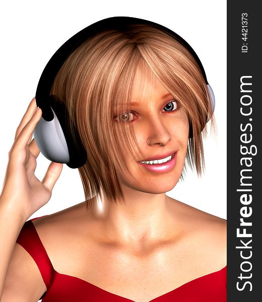 Girl Wearing Headphones