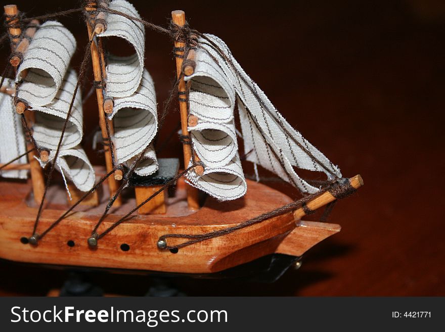 Toy Ship On Wood Background 2