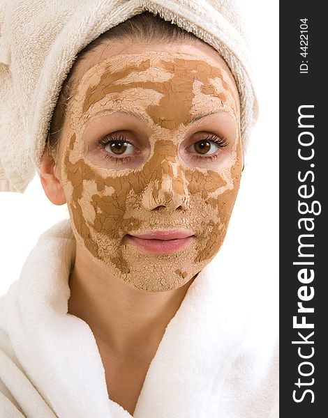 Portrait of young woman with facial mask. Portrait of young woman with facial mask