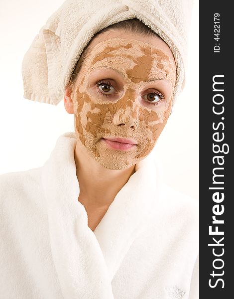 Portrait of young woman with facial mask. Portrait of young woman with facial mask