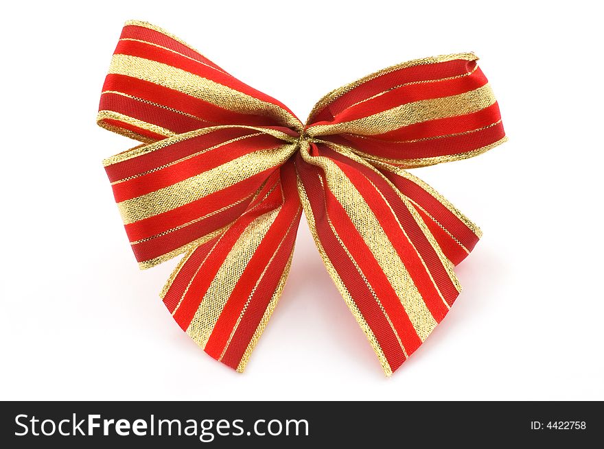 Red and golden ribbon isolated on white