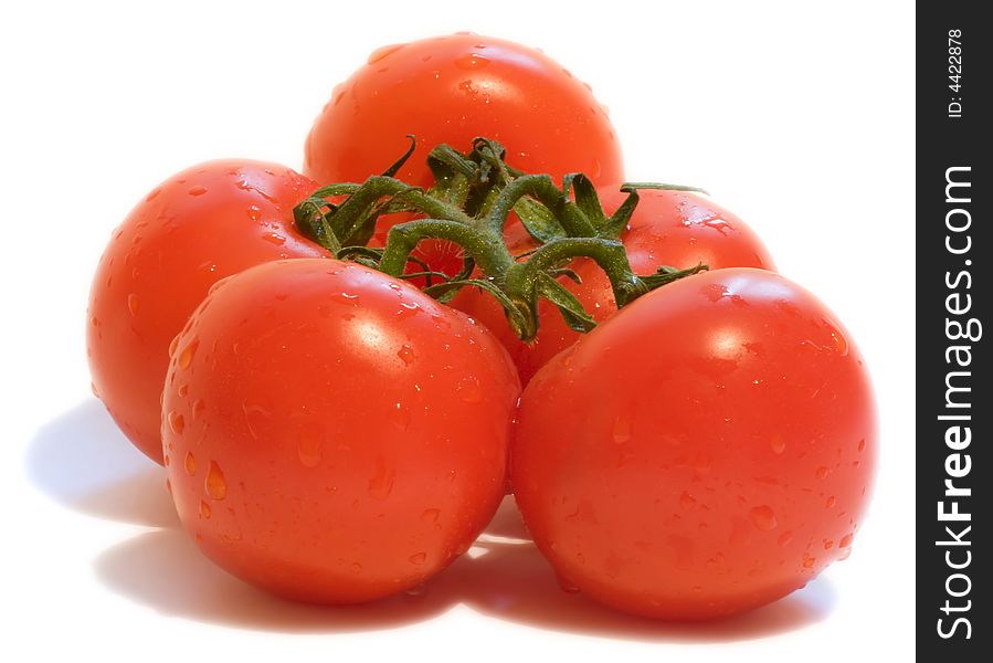 Red tomatoes isolated on a white background