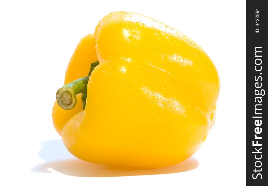 Yellow Bulgarian pepper isolated on a white background