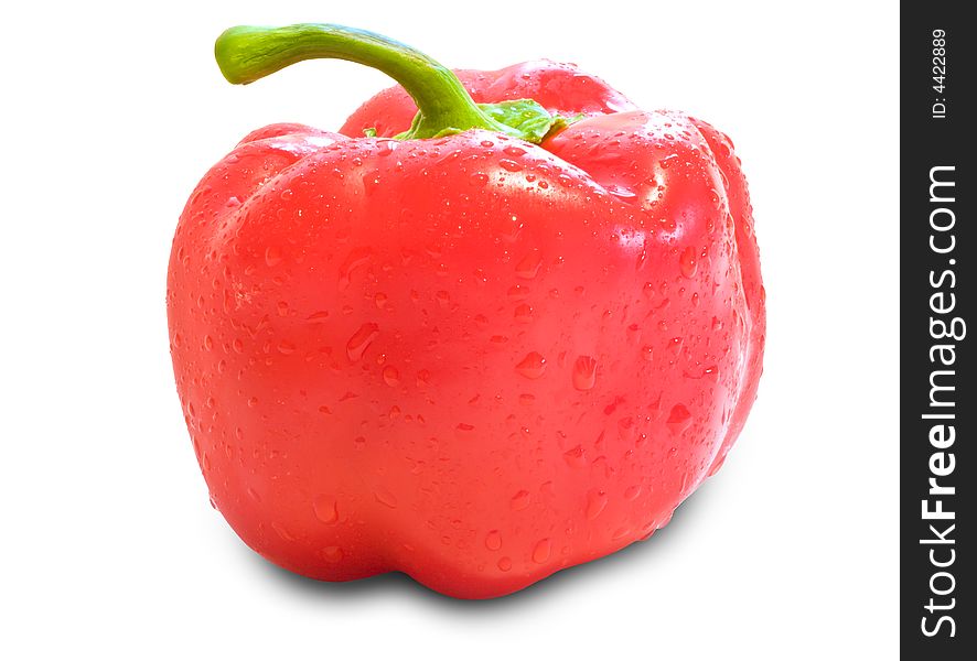 Red bulgarian pepper isolated on a white background