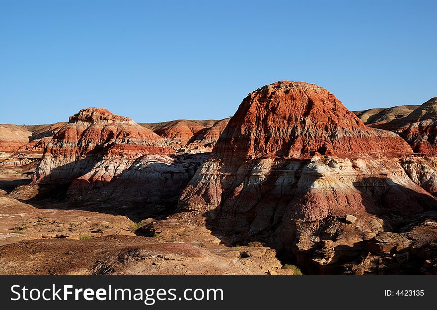 Multicoloured city located in xinjiang China with special mineral which showed as multiful colors mountain